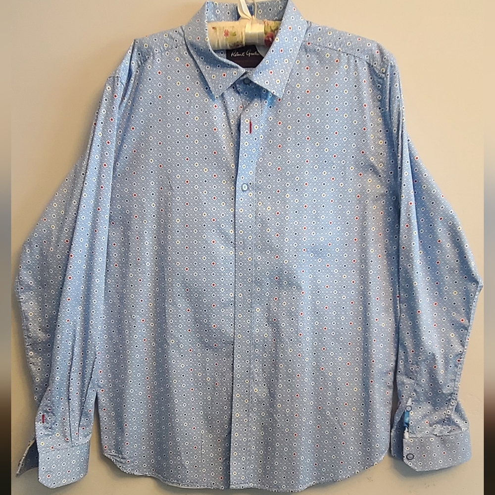 Robert Graham Modern Americana Light Blue Button Down Long-Sleeve Shirt Men 2XL